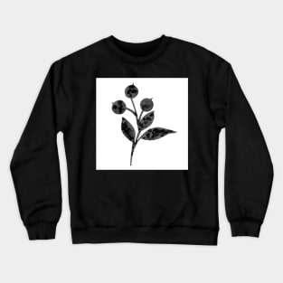 Hand drawn watercolor illustration with blueberries and leaves isolated on white. Perfect for greeting cards, postcards, logo, textile, fabric, packaging, wrapping paper and other design. Crewneck Sweatshirt